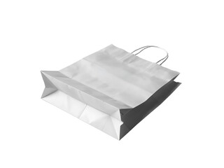 White paper bag isolated on transparent background, ideal for shopping, groceries, or retail, showcasing its simple design and versatility for various uses