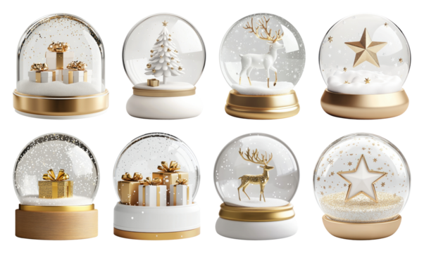 PNG Elegant festive snow globe collection, element set on transparent background