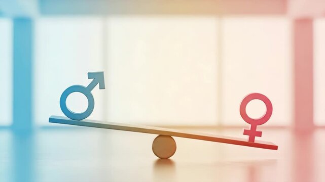 Gender equality represented by a balance of male and female symbols.