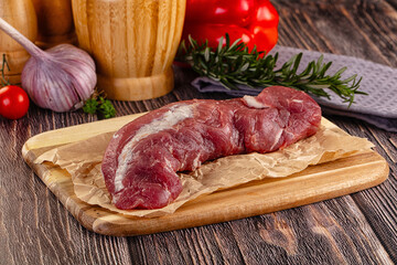 Raw pork meat tenderloin fillet