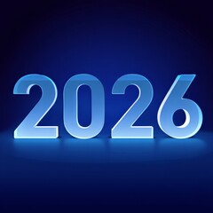 Bold 2026 illuminated in vibrant blue, perfect for new year celebrations, futuristic concepts, and innovative business projects