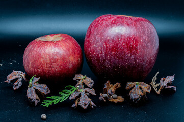 A composition of a typically autumnal fruit, such as the Annurca apples from Campania, which enhances its beauty and details.