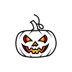 Halloween pumpkin icon on white background. Vector illustration. Eps 10.