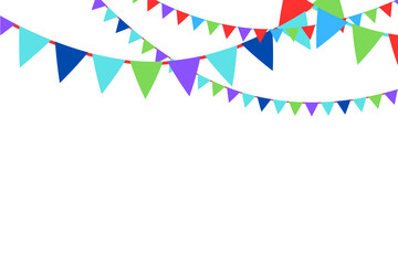 Colorful pennant banner isolated on transparent background for party decoration