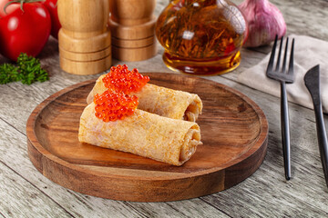 Gourmet Panccakes with red caviar