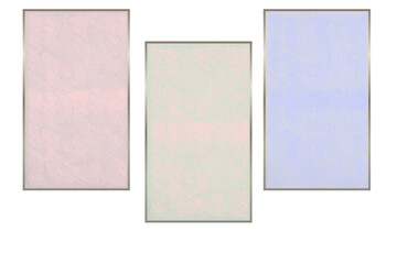 Fototapeta premium Three pastel rectangle panels isolated on transparent background, perfect for design