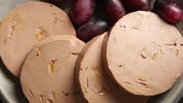 Foie gras pate goose liver delicacy tasty snack fresh delicious gourmet food background on the table rustic top view copy space