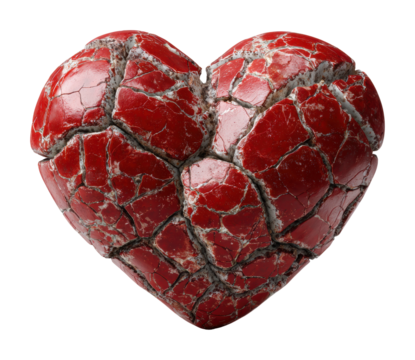 Broken heart symbolizing love's pain abstract isolated on transparent background