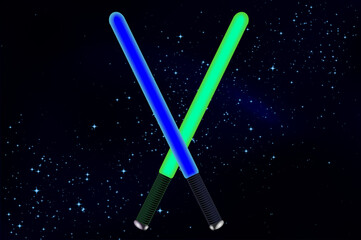 Lightsaber in space, vector art illustration wars.