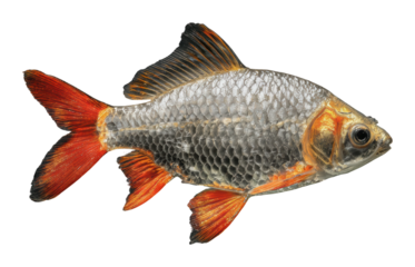 Swimming fish in freshwater aquatic environment detailed view isolated on transparent background