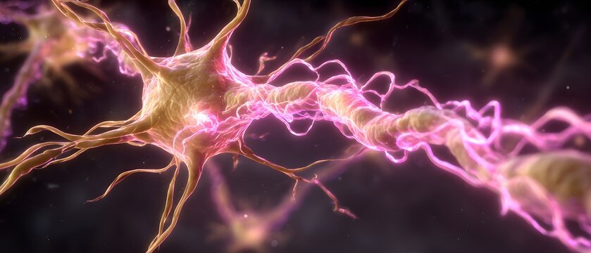 Neural pathway with glowing energy transmission.