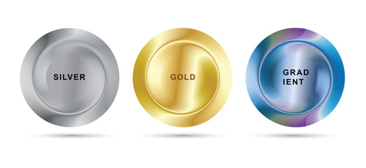 3 circle collection. Gold circle, silver metallic circle and gradient circle colours.