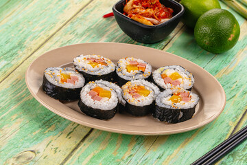 Koream homemade roll Kimbap with nori seaweed