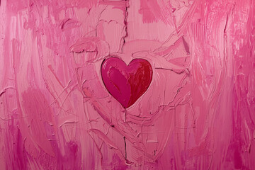 Pink heart symbolizing breast cancer awareness with rich impasto texture