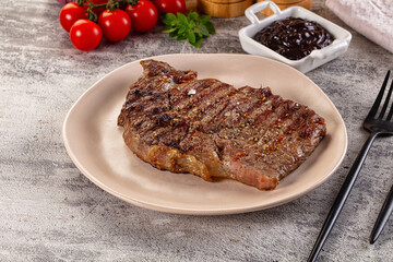 Grilled rib eye beef steak