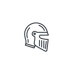 Medieval knight helmet icon symbol of strength bravery and protection simple line art style