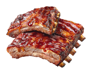 Grilling juicy ribs backyard bbq food isolated on transparent background