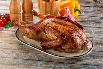 Baked with spices whole duck