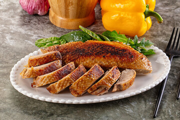 Roasted duck breast with slices