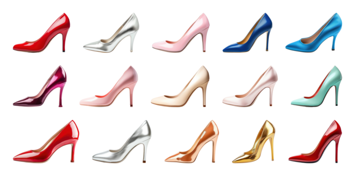 PNG Colorful high heels collection, element set on transparent background
