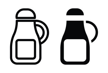 Outline and Filled Ketchup Bottle Vector Design for Graphic Use