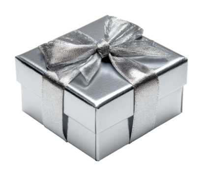 Gift unboxing celebration home silver box festive atmosphere isolated on transparent background
