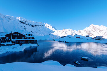 Balea Lake in Winter Snow, Fagaras Mountains, Romania &mdash; Frozen Alpine Landscape in Carpathians