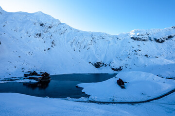 Balea Lake in Winter Snow, Fagaras Mountains, Romania &mdash; Frozen Alpine Landscape in Carpathians