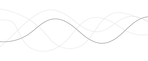 Curved black long lines seamless wave pattern. Thin line wavy abstract vector background. Wavy line horizontal divider wavy pattern. Curve line art striped. Abstract wave elements. Vector illustration