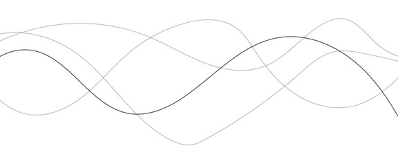 Curved black long lines seamless wave pattern. Thin line wavy abstract vector background. Wavy line horizontal divider wavy pattern. Curve line art striped. Abstract wave elements. Vector illustration