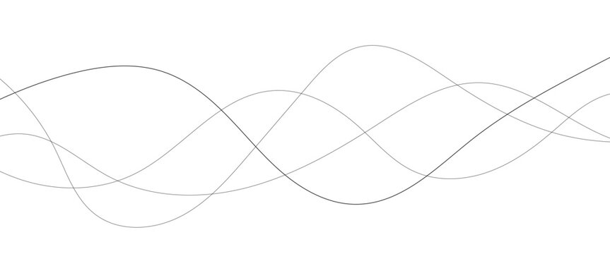 Technology abstract lines on white background. Undulate Grey Wave Swirl, frequency sound wave, twisted curve lines with blend effect