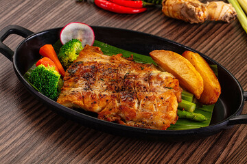 Gourmet asian Grilled crocodile steak