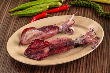 Natural dietary seafood Roasted squid