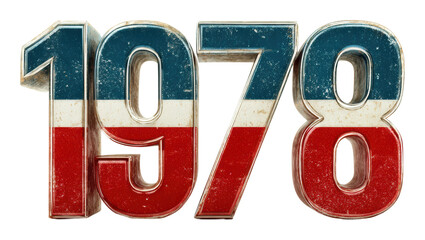 Retro 1978 bold number design vintage style graphic creative isolated on transparent background