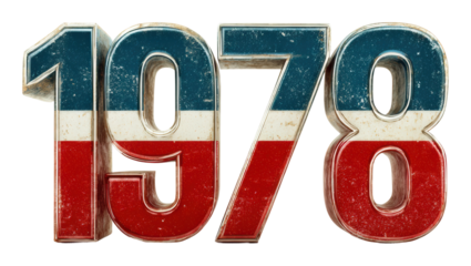 Retro 1978 bold number design vintage style graphic creative isolated on transparent background