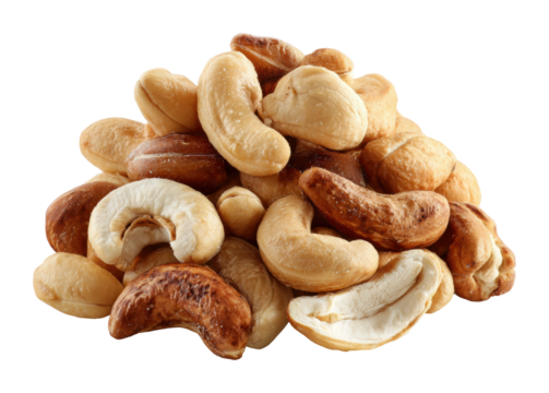 Nuts and dried fruits display market stall food isolated on transparent background