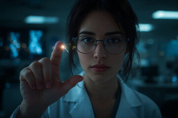 Woman Scientist Futuristic Tech Interface Research Innovation Future