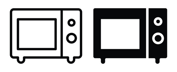 Minimalist Outline and Solid Icon of a Microwave Oven Design