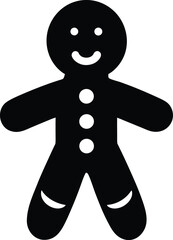 Gingerbread Man Silhouette Graphic: Simple Cookie Figure Vector Illustration on Transparent Background for Festive Designs and Craft Projects
