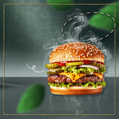 Steaming Hot Classic Cheeseburger with Fresh Toppings