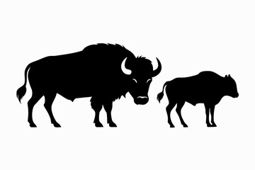 Bison buffalo silhouette vector,  bison black symbol