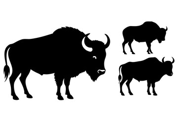 Bison buffalo silhouette vector,  bison black symbol