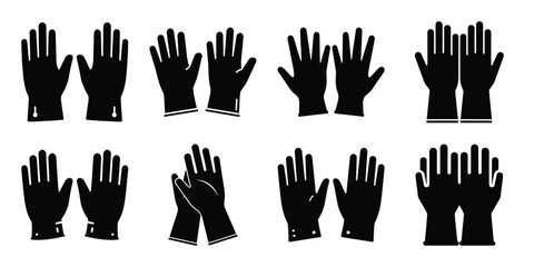 medical gloves minimal silhouette vector icon set