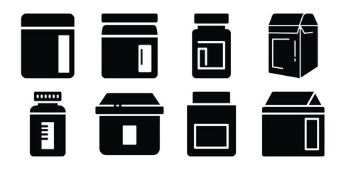 medicine box minimal silhouette vector icon set