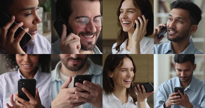 Collage of people engaging in phone conversations and mobile communication