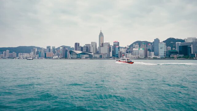 Hong Kong's waterfront from a passenger ferry