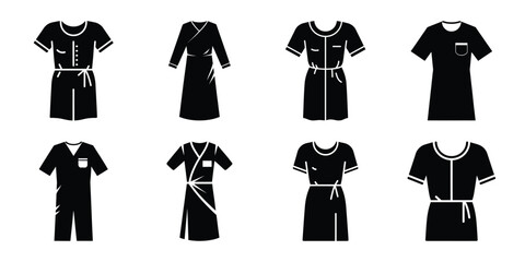 surgical gown minimal silhouette vector icon set