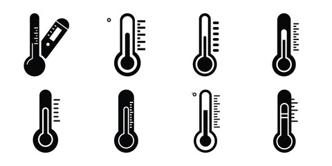 thermometer minimal silhouette vector icon set
