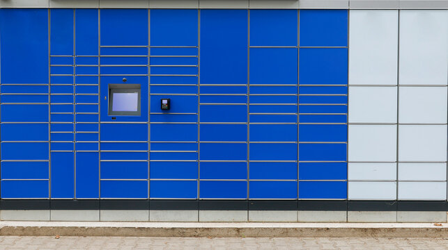 Image of an urban delivery blue locker collection  of easy box cabinet