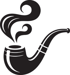 Classic smoking pipe silhouette with wisps of smoke